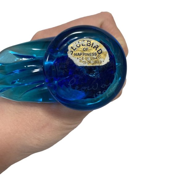 Vintage 1999 Bluebird Of Happiness Leonard Ward Art Glass Bird Figurine - Picture 5 of 8